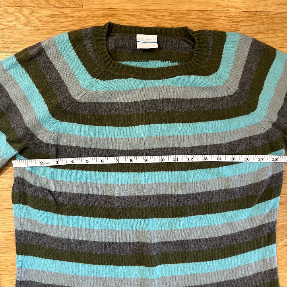 Womens Columbia Sweater, M, Striped, Color Block, Cotton Blend, Y2K Granny Core